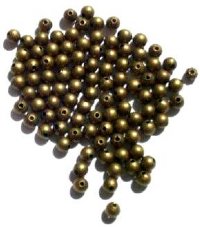 100 3mm Antique Gold Round Metal Beads